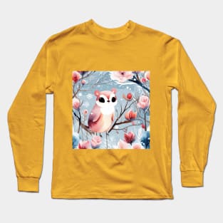 Bird in the winter design art Long Sleeve T-Shirt